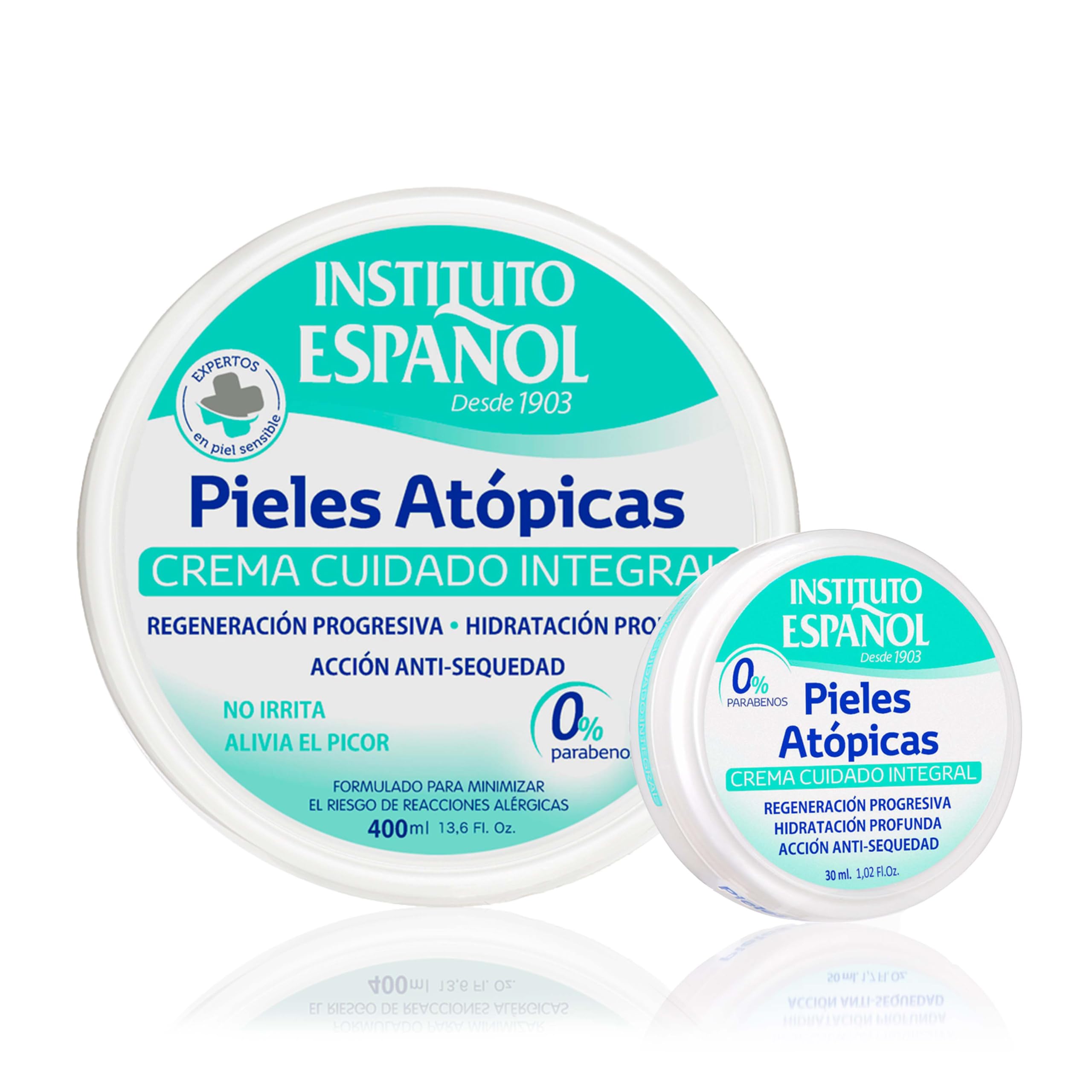 Instituto Español Crema Corporal hidratante para piel atópica | Tratamiento anti sequedad irritaciones y picores | Cuidado de la piel atópica y sensible piel seca | Format viaje Set 430 ml