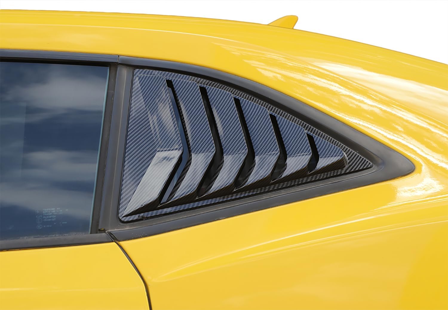 2Pcs Rear Side Window Louvers Air Vent Scoop Sun Rain Shade Cover Blinds Trim Compatible with Chevrolet Camaro 2008-2015 Exterior Accessories (Carbon Fiber Look)