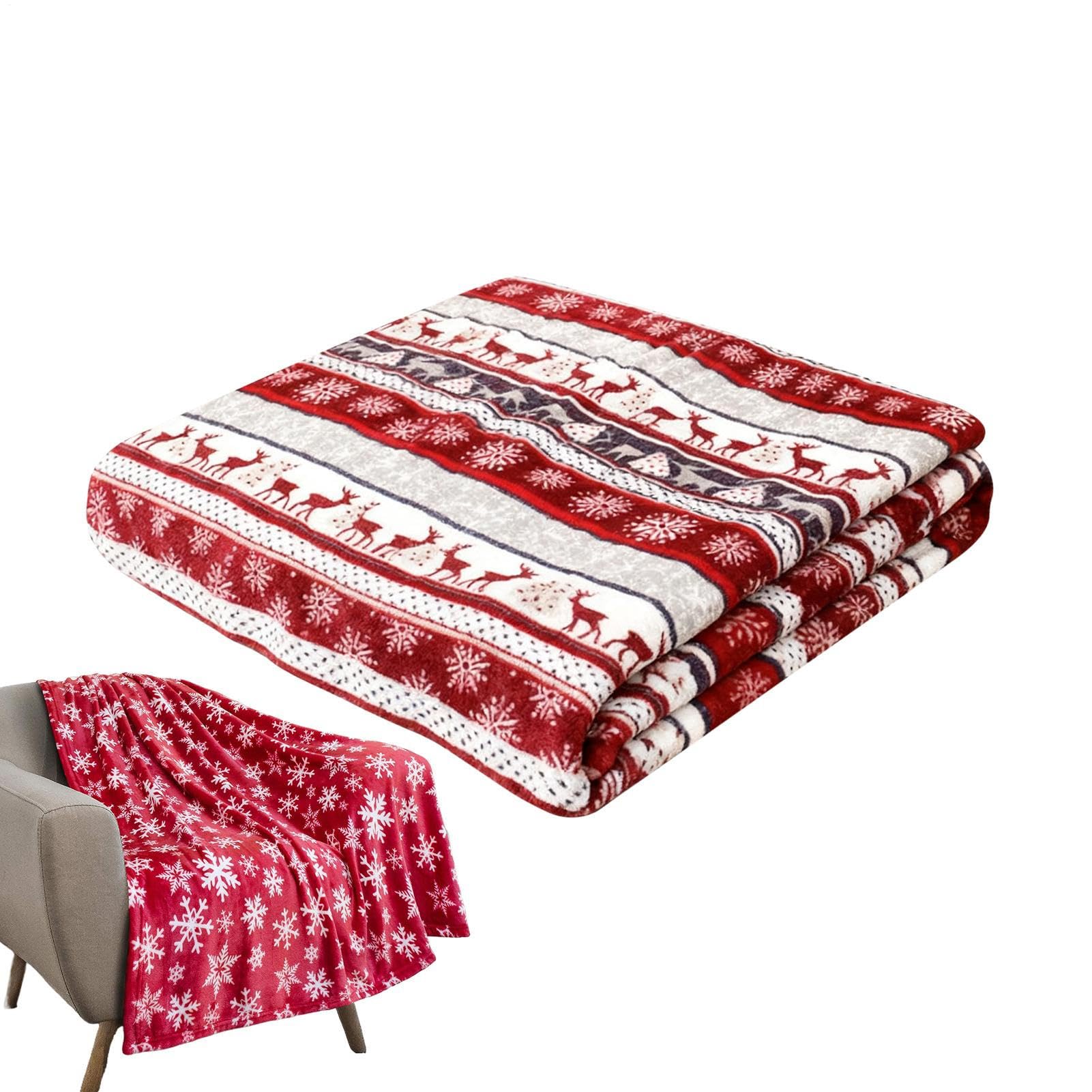 Mantas y mantas navideñas, cálidas decoraciones de fiesta de forro polar | Copos de nieve suave manta de sofá - Para mamá, esposa, sofá, cama, salón, dormitorio, coche, dormitorio, apartamento