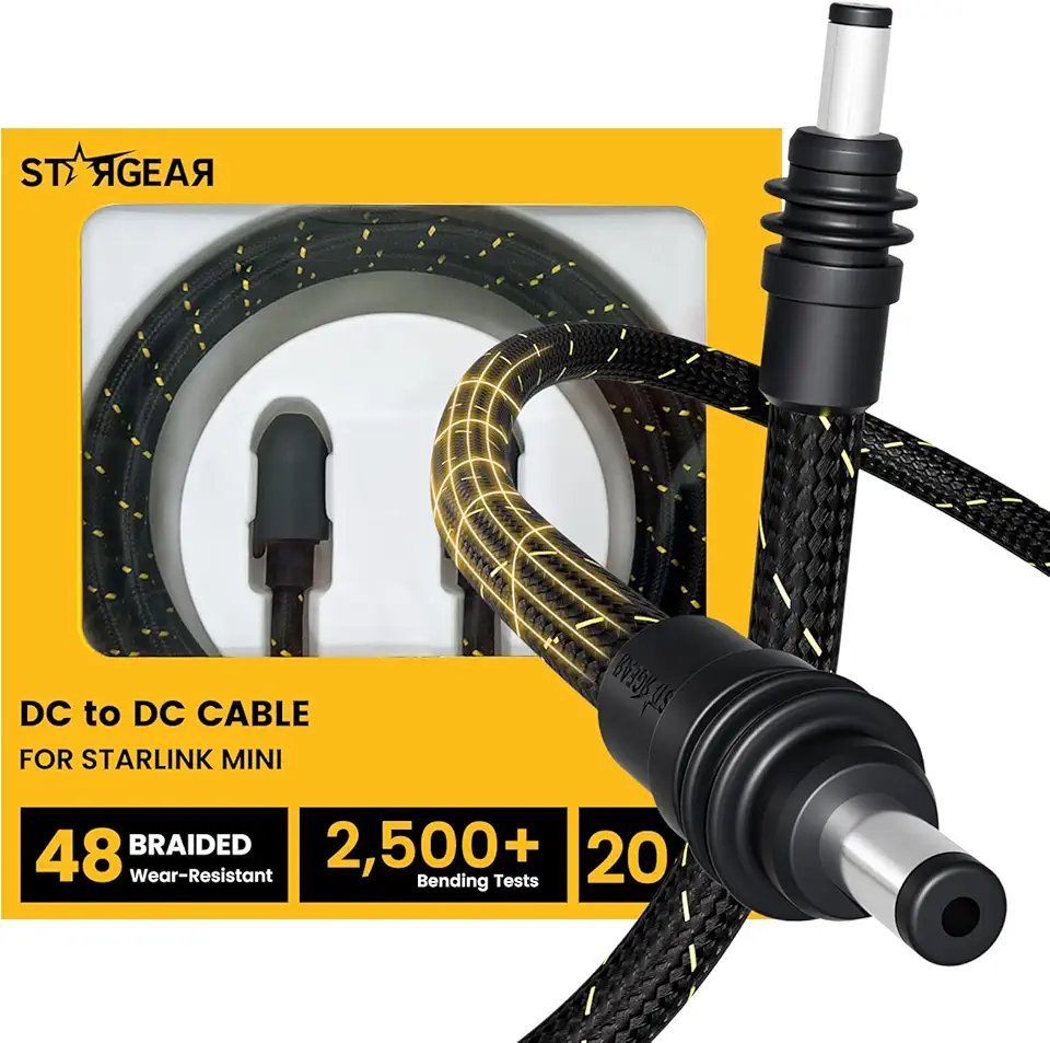Starlink Mini cabo de 1,5 m, trançado resistente ao desgaste 20AWG substituição Starlink Mini cabo de alimentação CC Starlink Mini acessórios, Starlink cabo de alimentação externo (2 m)