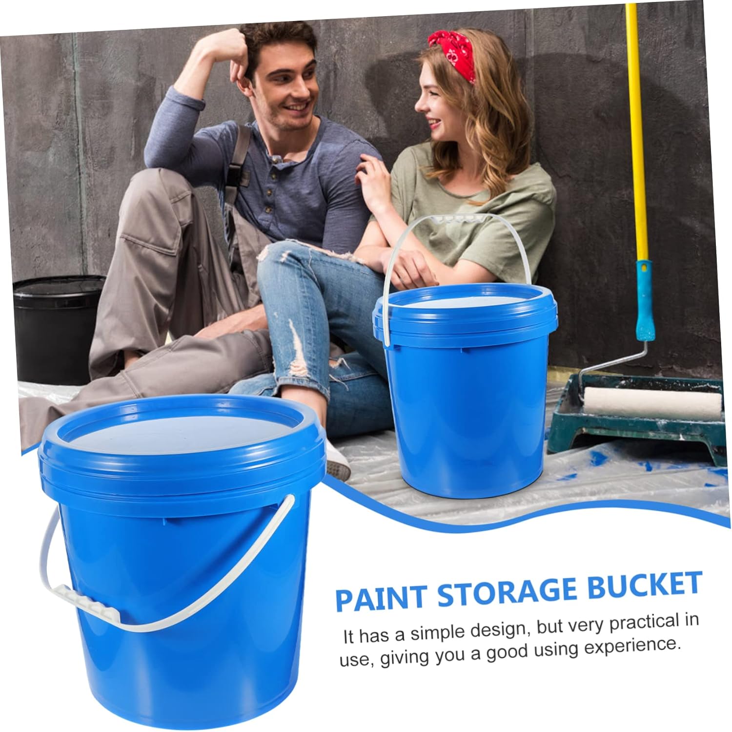 Painting Bucket Color Mixing Container with Lid Hdpe Storage Pail with Handle for Paint Oil and Food Versatile Capacity for Easy Carrying and Daily Use