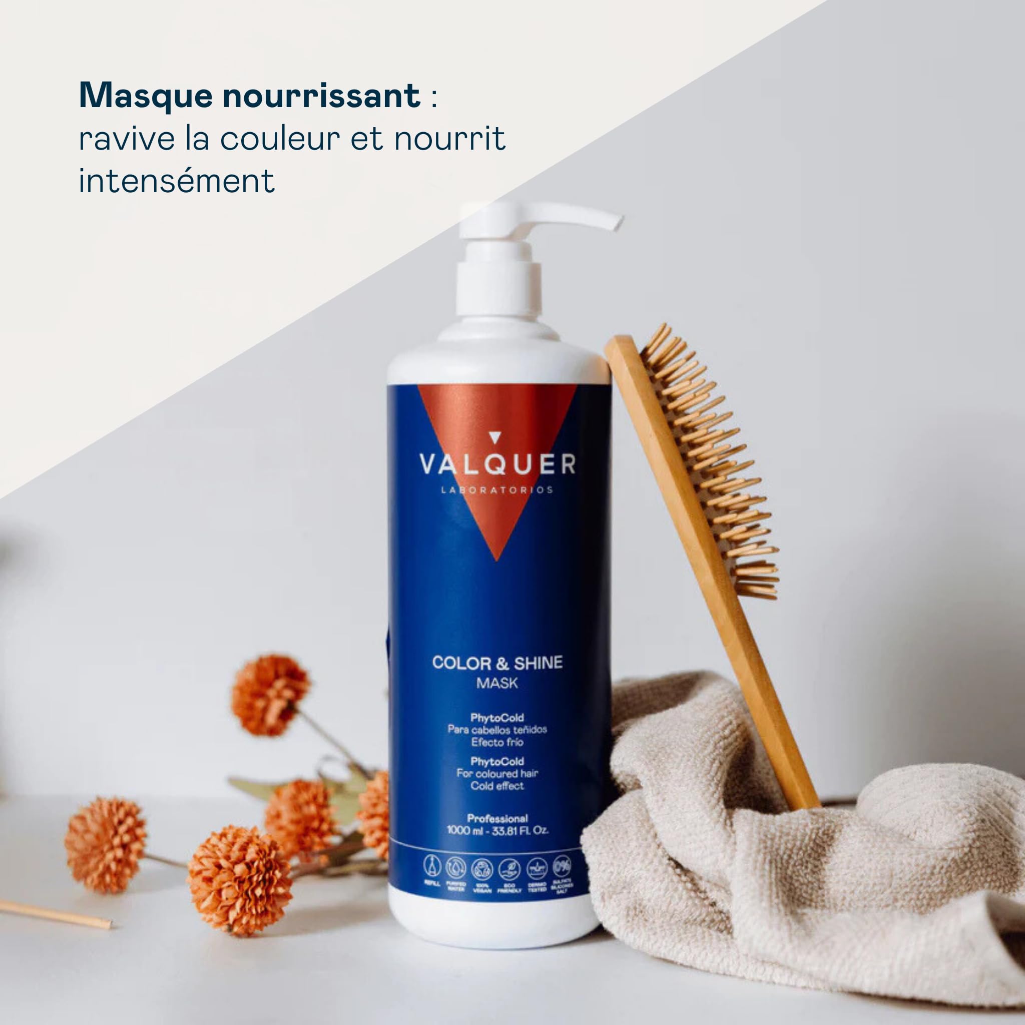 VALQUER Pack Color & Shine Shampoing 0% + Masque Effet Froid | 1 L + 975 ml