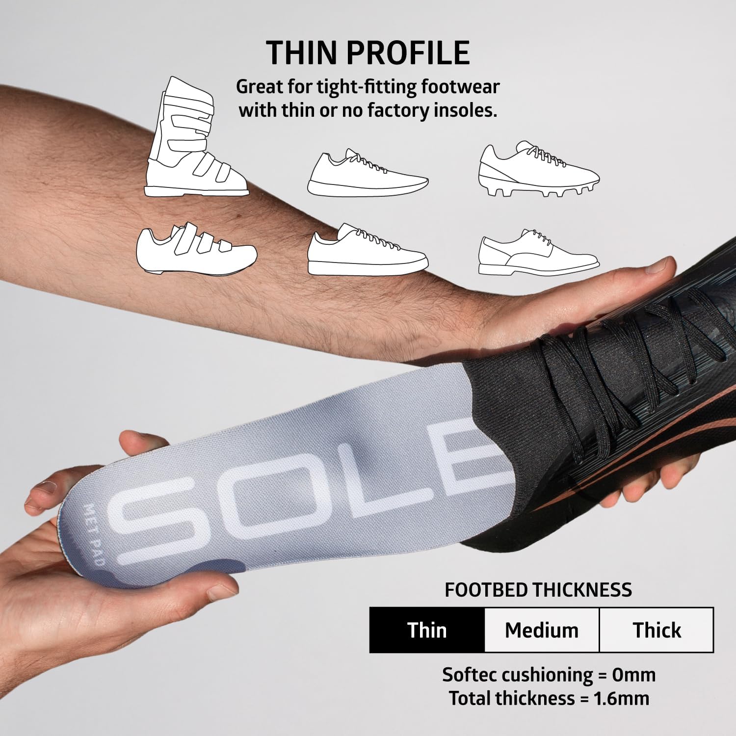 SOLE Active Thin Insoles with Metatarsal Pads – Orthotic Arch Support Inserts for Plantar Fasciitis Relief - Mens Size 10/Womens Size 12, 1 Pair - Image 3