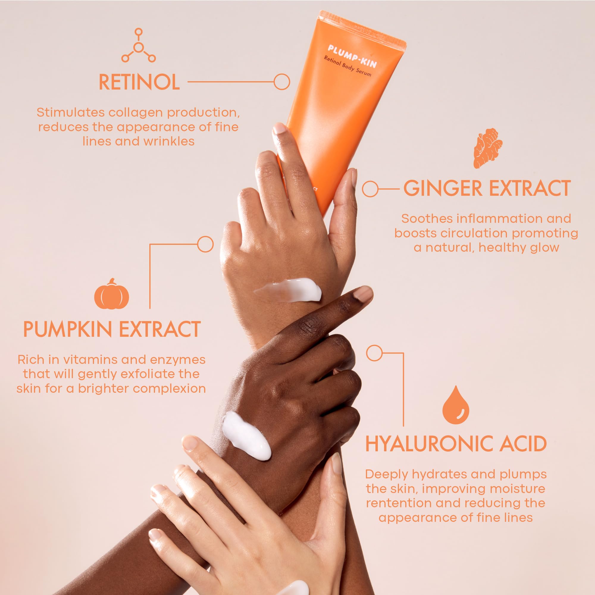 TONYMOLY Plump-kin Retinol Body Serum – Hyaluronic Acid Serum for Face & Body – Skin Tightening, Hydrating & Firming with Pumpkin Extract, Retinol – 4.05 fl oz