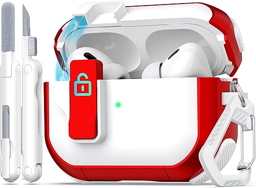 Miniatura 1 de Funda para AirPods Pro (21 generación), diseño de doble color con tapa desplegable automática, incluye herramienta de limpieza, duradera y a prueba
