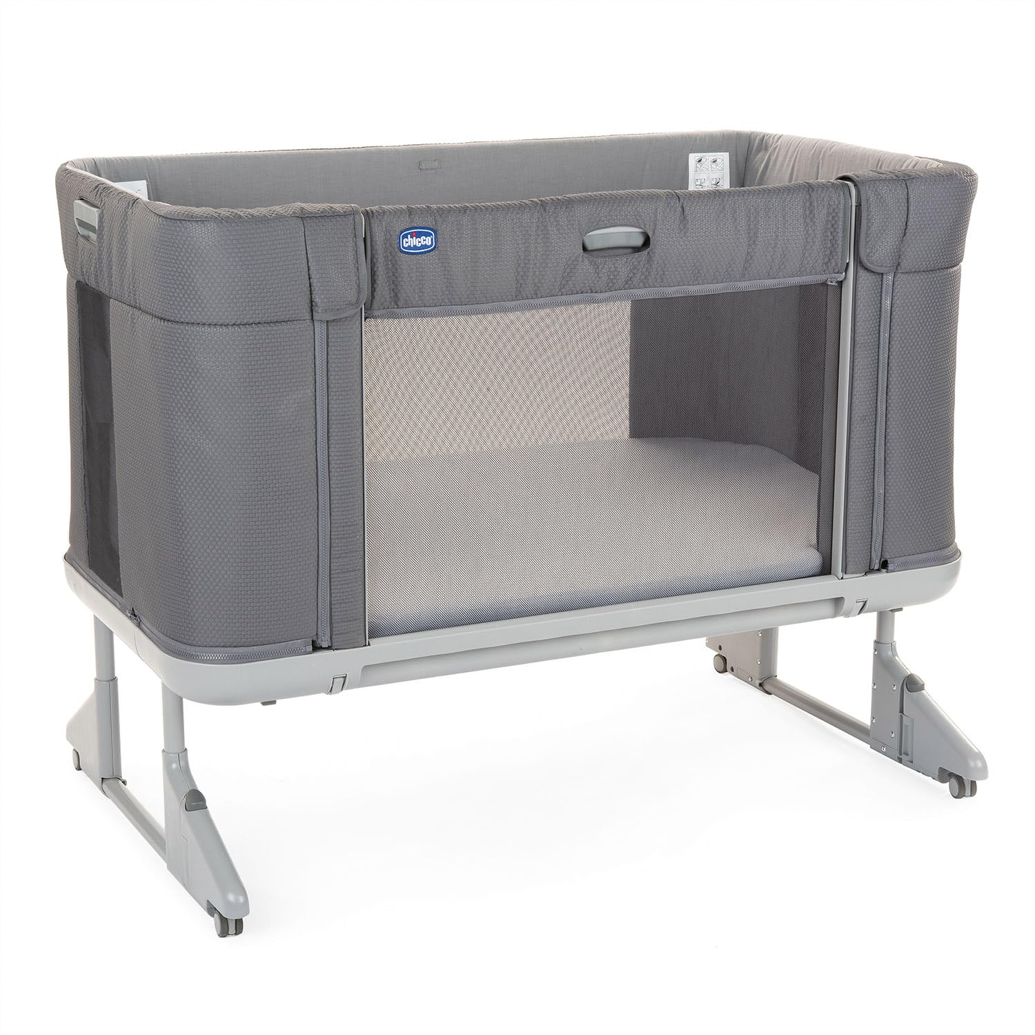 Chicco Next2Me Forever, 3-in-1-Babybett für Neugeborene, Bistellbett, das zu einem Montessori-Bett wird, bis 4 Jahre (22 kg), verstellbare Höhe, gute Luftzirkulation, 4 Räder, inklusive Matratze