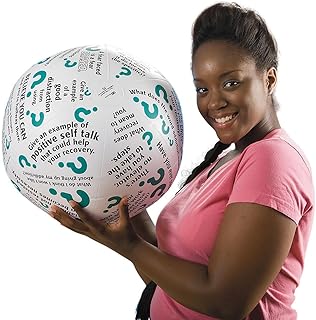 S&S Worldwide Toss 'n Talk-About Addiction Ball. Inflatable Beachball Style Ball has a 24" Flat Diameter. Great Conversation Starter for Groups and One on One Sessions.