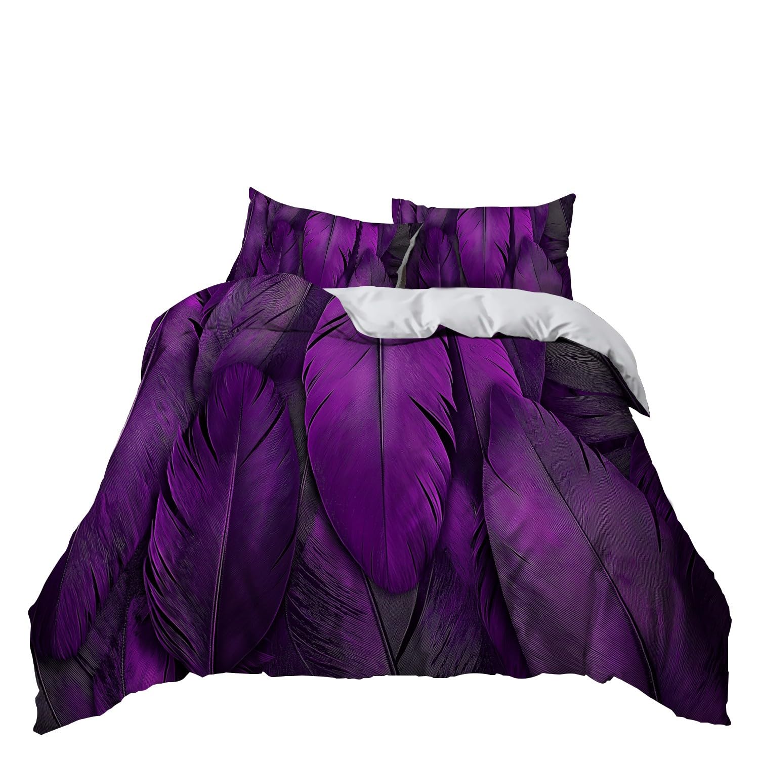 Funda Nórdica 220 x 240 cm Funda Edredon Plumas Moradas Diseño para Dormitorio de los niños, Cama Doble Cama 135/150, + 2 Fundas de Almohada