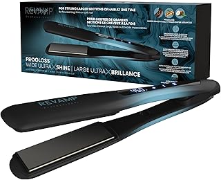 Revamp Progloss Wide Ultra X Shine 1.5-Inch Flat Iron Hair Straightener – Ceramic Hair Straightener with Keratin, Argan & Coconut Oil Infused Ceramic & Ionic Plates, Ideal for Long, Thick, Curly Hair