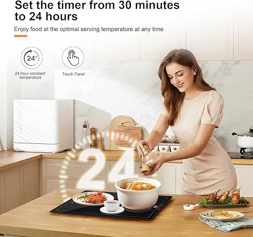 Miniatura 5 de Bandeja eléctrica de calentamiento de calor, calentador de superficie completa de 20 x 15 pulgadas con termostato, pantalla digital, soporte de 104