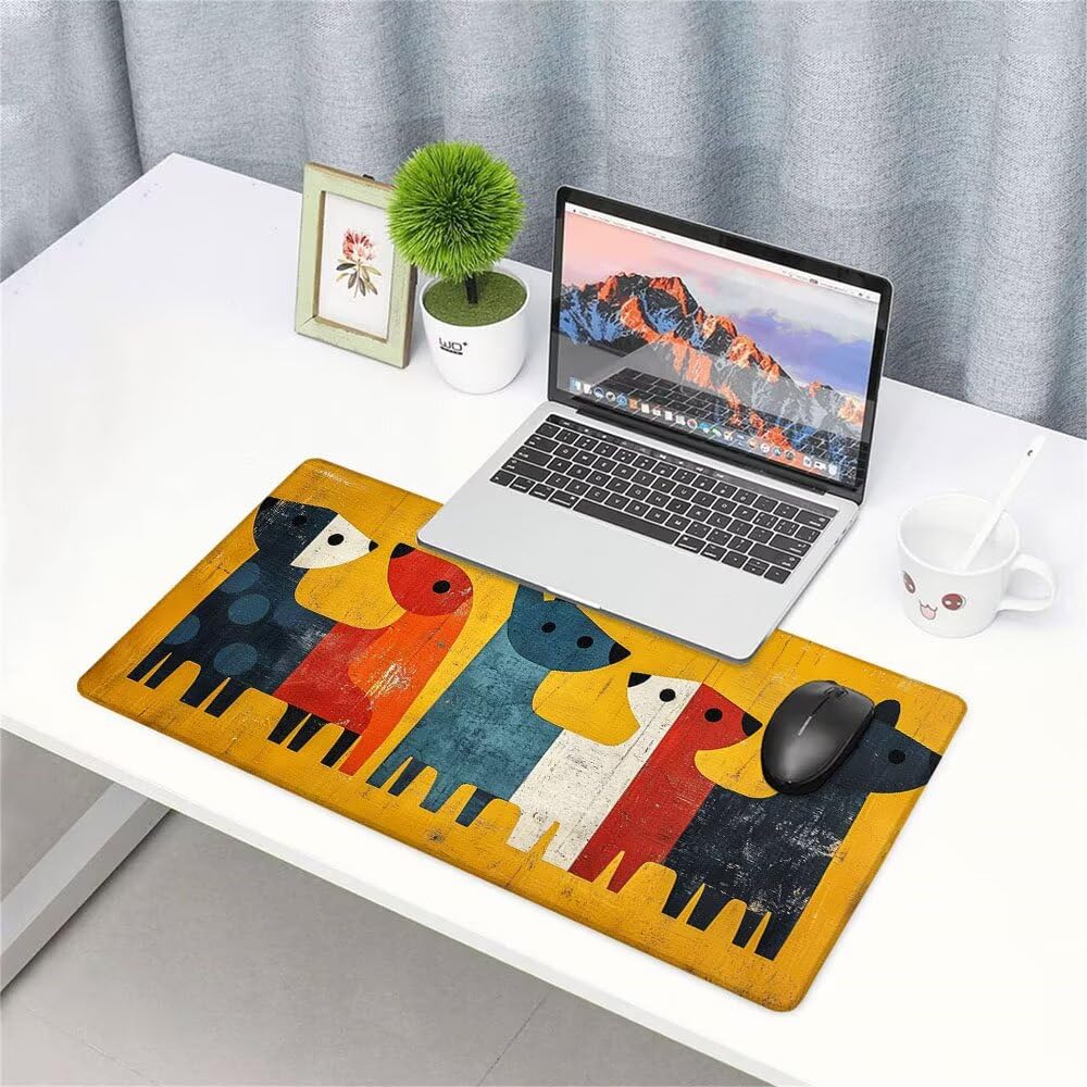 Alfombrilla de Mouse para Juegos, Giallo, XXL, Antideslizante, Impermeable, Diseño de Cane, Extendido, Grande, 1200x600x3mm, para PC, Laptop, Ufficio, Famiglia d-575