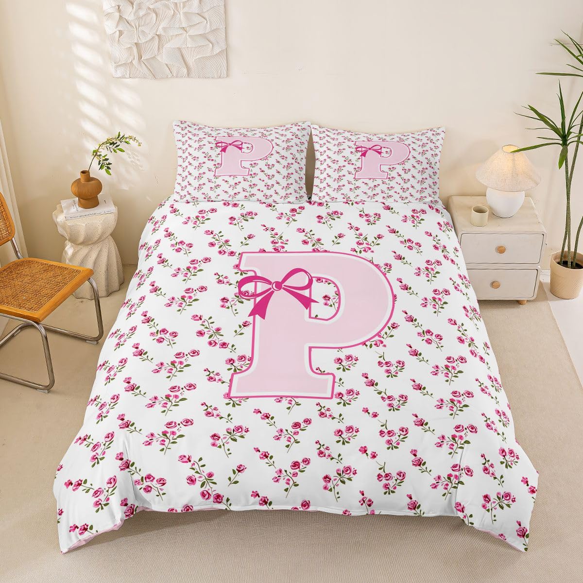 Housse de couette 200x200cm rose sans repassage pour lit ado et fille