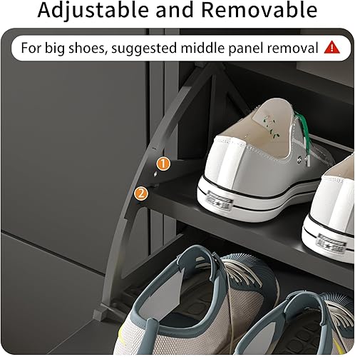 Vista 48 de JOZZBY Zapatero de almacenamiento para entrada, organizador de zapatos delgado y estrecho independiente con 2 cajones abatibles, zapatero de madera