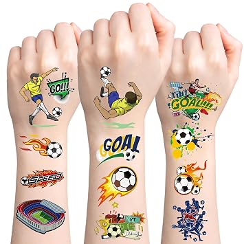 120 PCS Soccer Ball Temporary Tattoos Sports Party Favors Supplies Birthday Party Decorations Tattoo Stickers for Kids Adults Normal