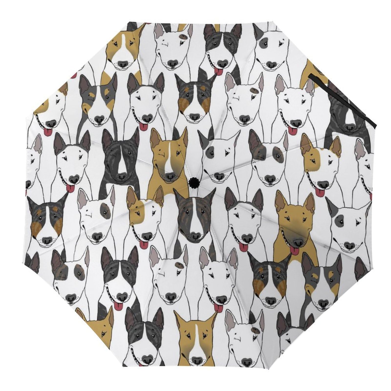 LQIOFHN Automatic Folding Umbrella Bull Terrier Dog Portable Umbrellas Uv Sunscreen Umbrella Windproof Travel Umbrella