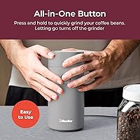 Vista 6 de MuellerLiving Molinillo de café eléctrico para especias, nueces, hierbas y granos de café, cuchilla afilada, acero inoxidable - gris