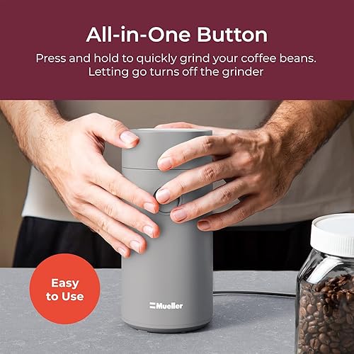 Miniatura 6 de MuellerLiving Molinillo de café eléctrico para especias, nueces, hierbas y granos de café, cuchilla afilada, acero inoxidable - gris