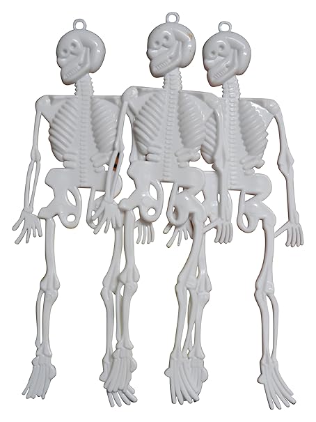 Jagmag Plastic White/Black Flat Skull Human Skeleton Halloween Party Toys Hanging DIY Accessories