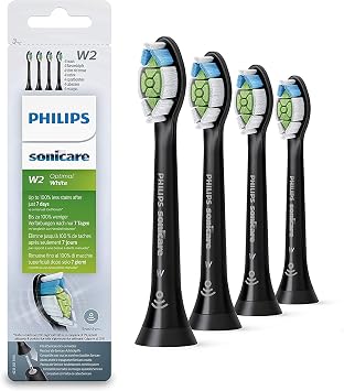 Philips Sonicare Optimal Whitening Black BrushSync Heads Compatible with All Philips Sonicare Handles, 4 Pack