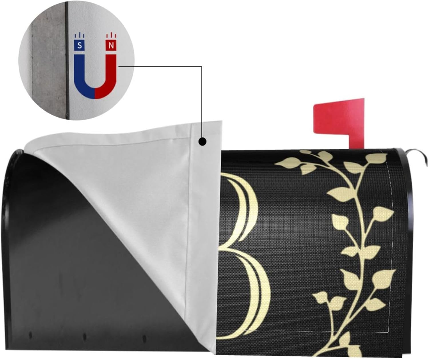 Letter B Mailbox Covers Magnetic Large Size 25.5 X 21 Farmhouse Decorative Mailbox Wraps Post Letter Box Cover for Holiday Garden Yard Decor