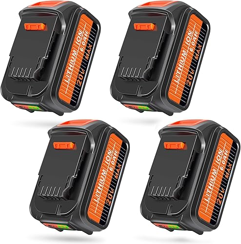 Amityke Repuesto actualizado para batería Dewalt de 20 V 6000 mAh, 4 unidades compatibles con baterías Dewalt de 20 V DCB205 DCB206 DCB204 DCB200 disponible en Yaxa Peru