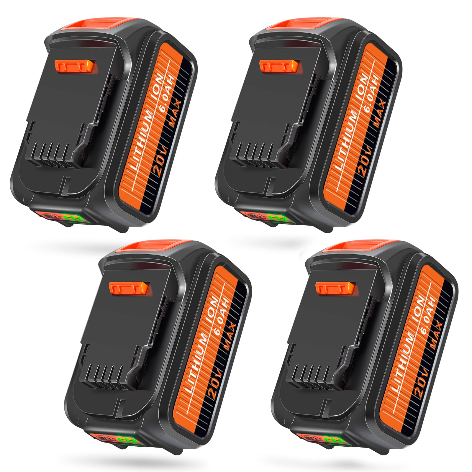 Amityke Upgraded Replacement for Dewalt 20V Battery 6000mAh 4Pack Compatible with 20V Dewalt Batteries DCB205 DCB206 DCB204 DCB200 Replacement for Dewalt Battery 20V XR Cordless Power Tools
