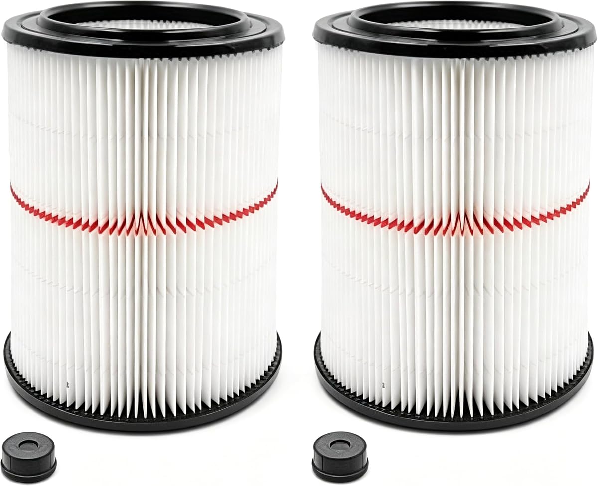 Paquete de 2 filtros de cartucho para Craftsman 17816 9-17816 Pieza de repuesto de filtro de aire húmedo/seco Fit 5/6/8/12/16/32 galones y aspiradora más grande