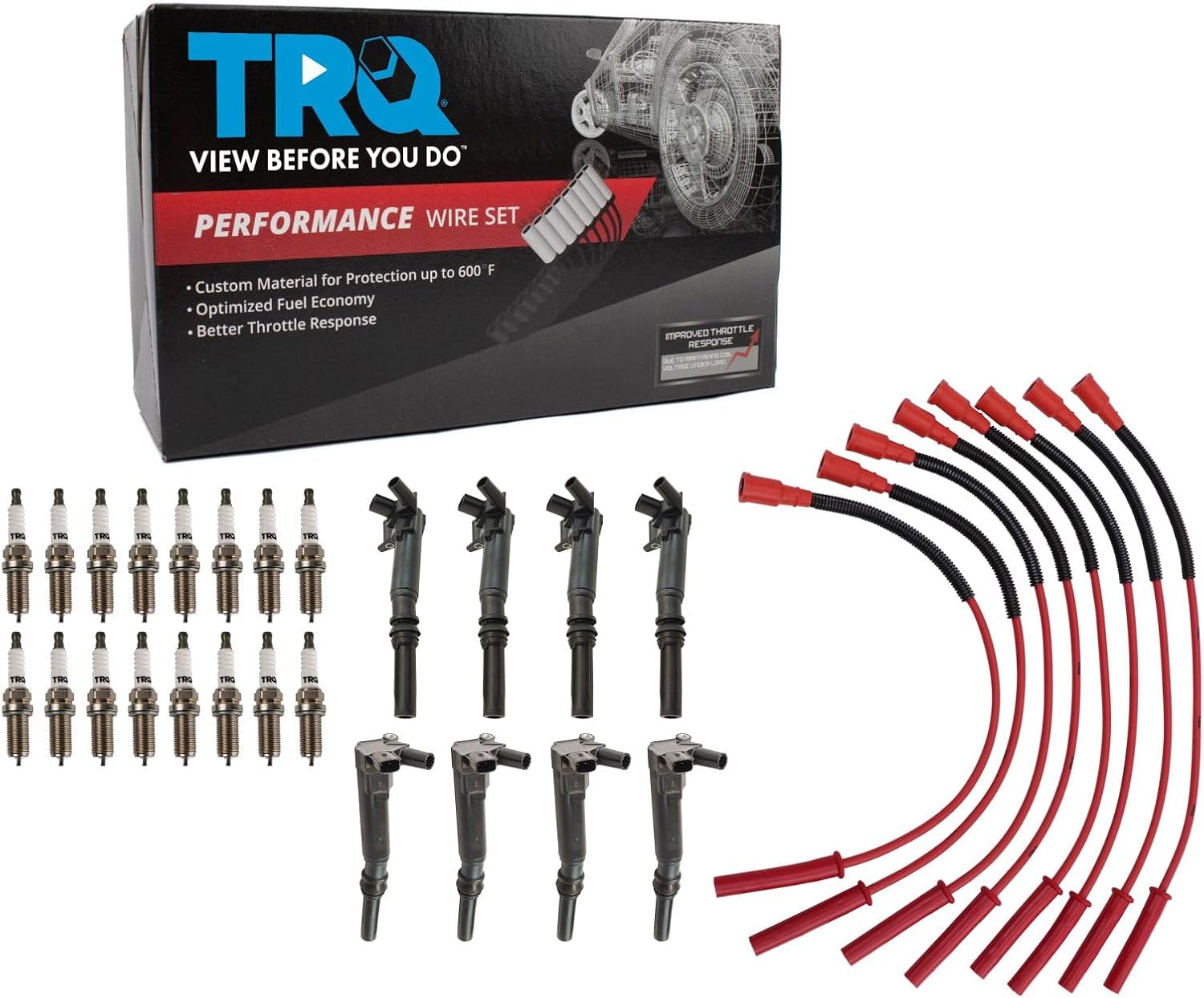 TRQ Ignition Coil and Spark Plug Kit 25 Piece Compatible with 2010-2014 Ford F-150 2011-2016 F-250 Super Duty 2011-2016 F-350 Super Duty