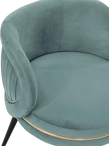 Miniatura 6 de Manhattan Comfort Kaya - Silla de comedor moderna de terciopelo con respaldo redondo plisado, acolchado de espuma de alta densidad y marco de madera