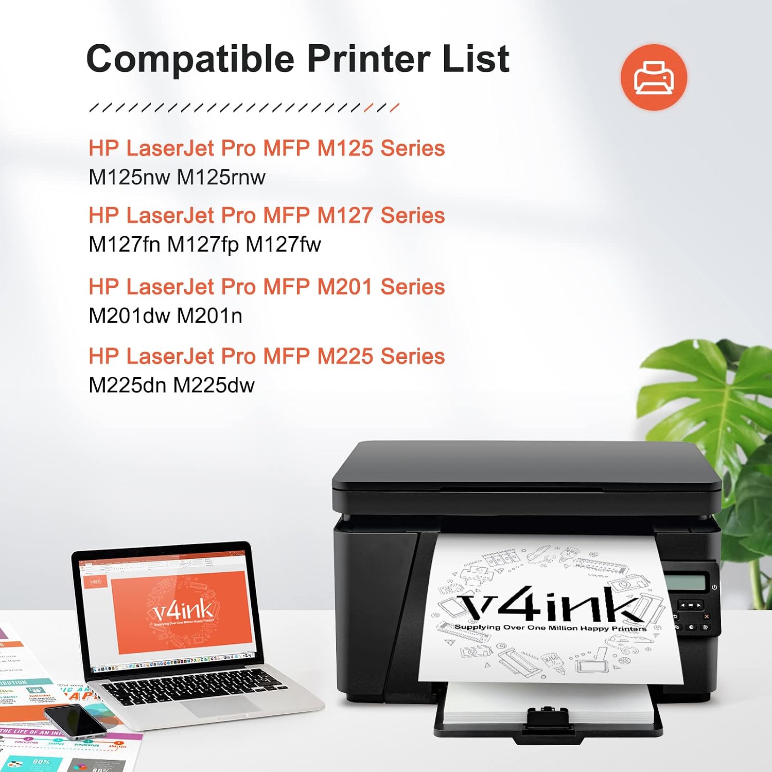 v4ink Compatible CF283A Toner Cartridge Replacement for HP 83A CF283A for use in HP Laserjet Pro MFP M127fw M127fn M125nw M201dw M201n M225dn M225dw M125a Series Printer (Black, 1 Pack)