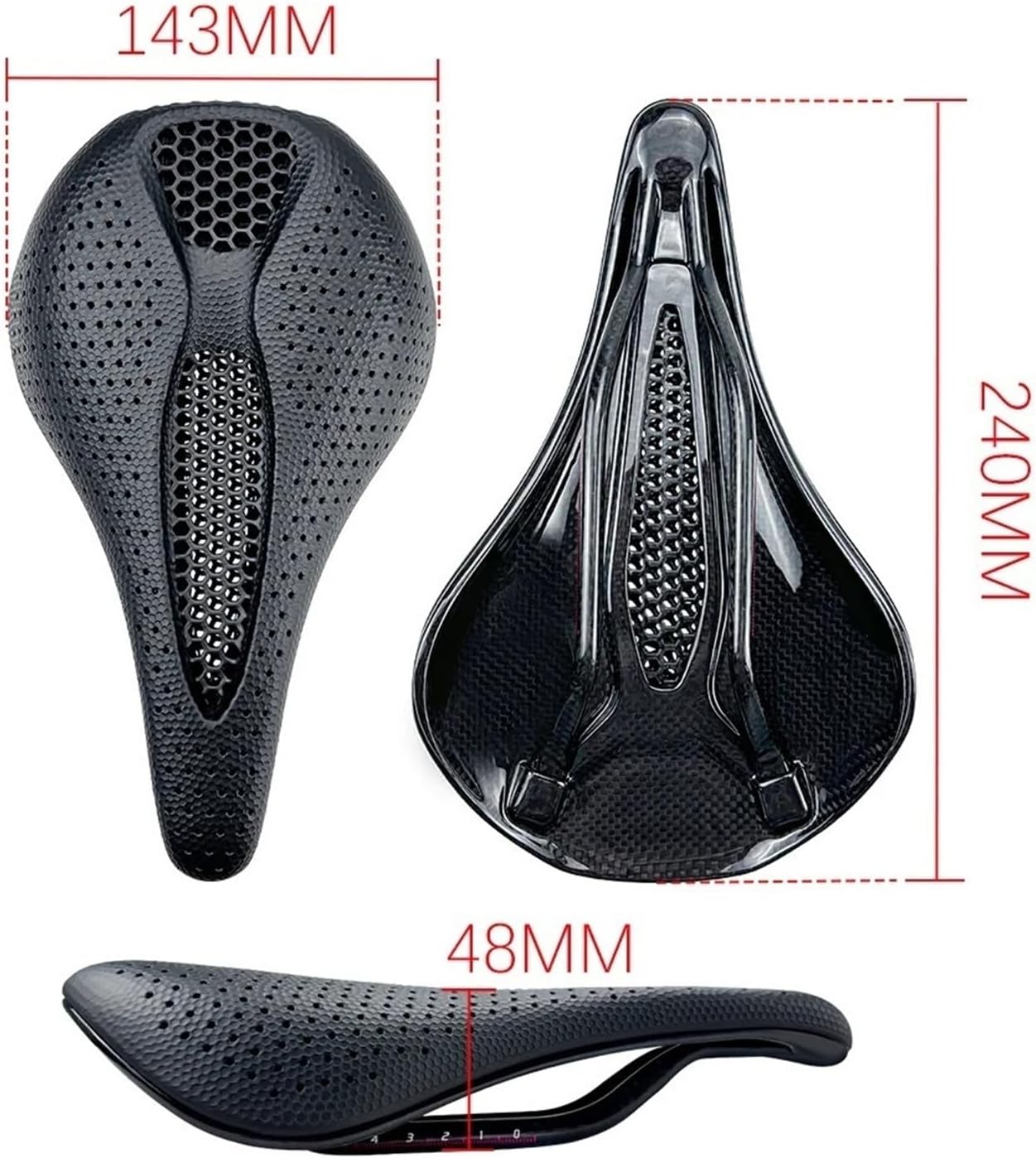 Carbon Fiber 3D Printed Road Bike MTB Saddle 25 7 * 9MM Breathable Honeycomb Seat Cushion Riding Accessories