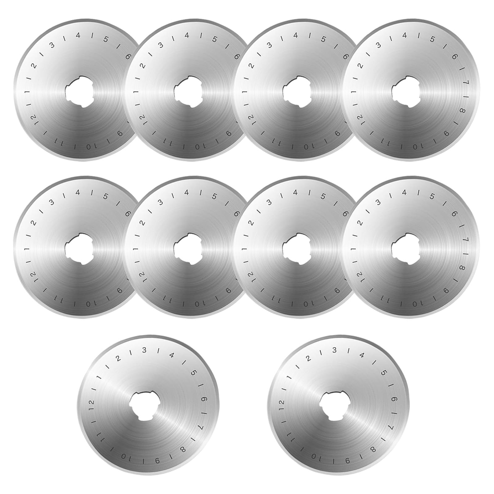 UPEOXT 10 Pack 45mm Rotary Cutter Blades, SKS-7 Steel Replacement Refills for Quilting Sewing Crafts, Sharp Rolling Razor Blade Compatible with Olfa Fiskars 45mm Cutters, with Storage Case - 1