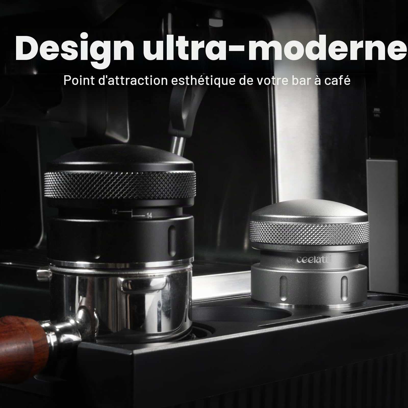 Niveau à expresso 54 mm, distributeur de café par gravité pour porte-filtre à café de 54 mm, distributeur de café pour Sage Barista, base en acier inoxydable 304, base à 4 lames, gris argenté