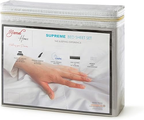 Miniatura 8 de Yamel Hogar - Juego de sábanas tamaño King - Sensación lujosa - 2000 - Sábanas transpirables y refrescantes- Bolsillos profundos para hasta 16