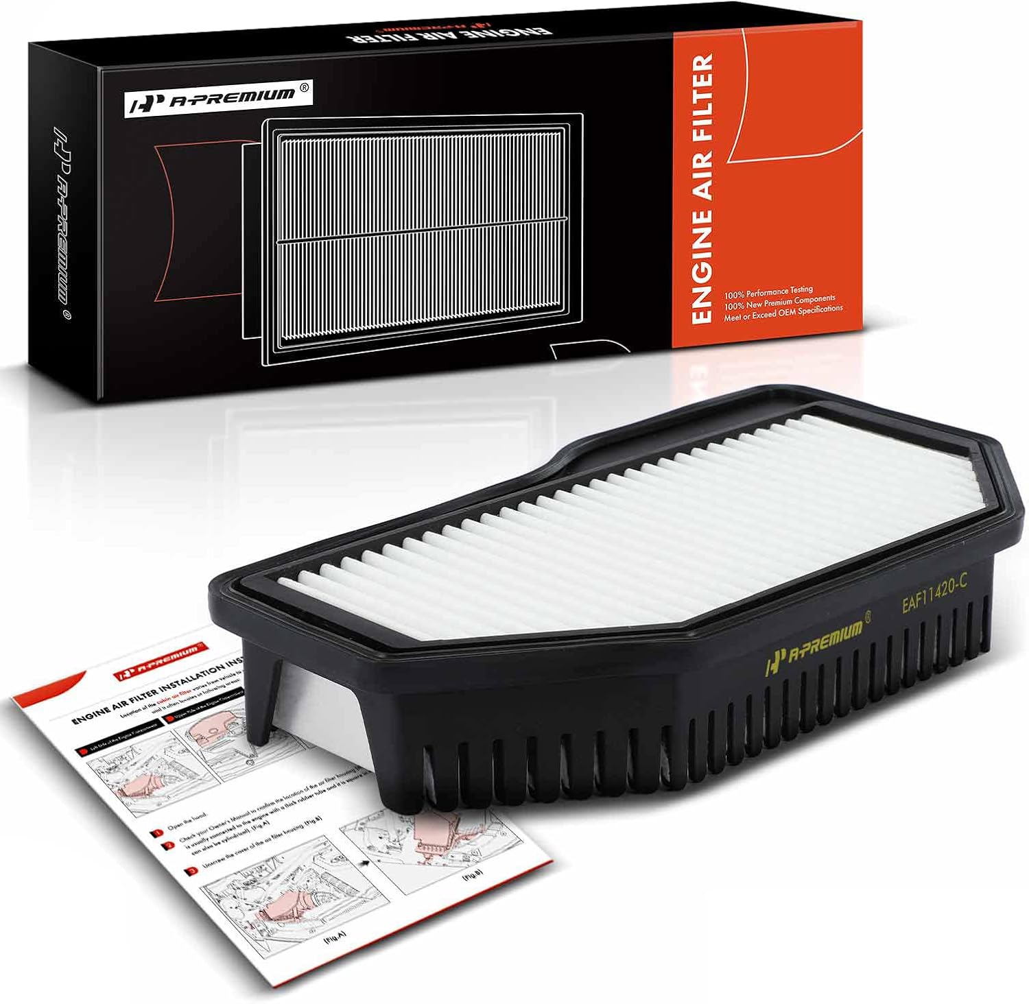 A-Premium Engine Air Filter Compatible with Hyundai Genesis Coupe 2013 2014, L4 2.0L,Rigid Panel, Replace# 281132M200