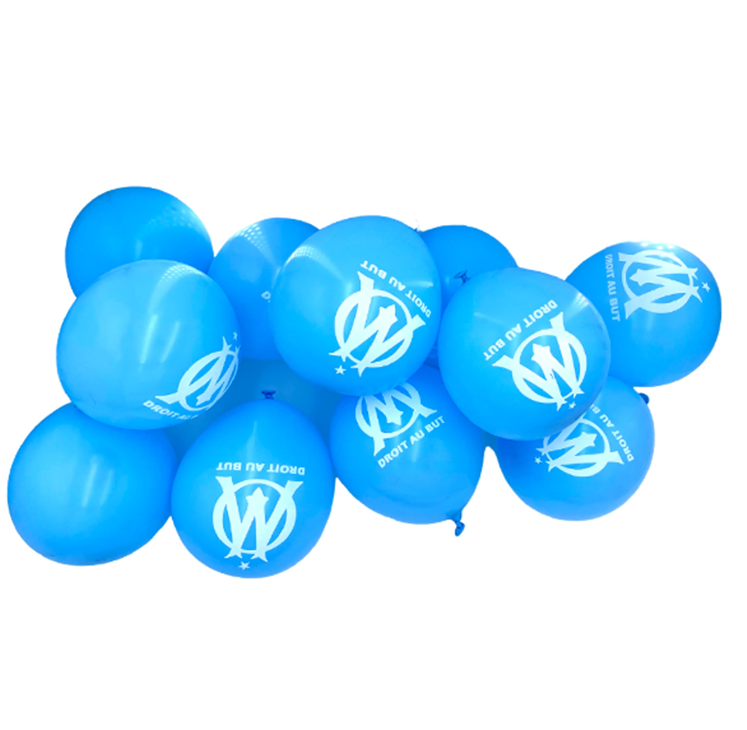 OLYMPIQUE DE MARSEILLE Pack 100 pièces Om : 1 Nappe 12 x Gobelet 12 x Assiette 40 x Serviette 11 x Ballon baudruche 12 x Chapeau 12 x sifflet - Collection Officielle