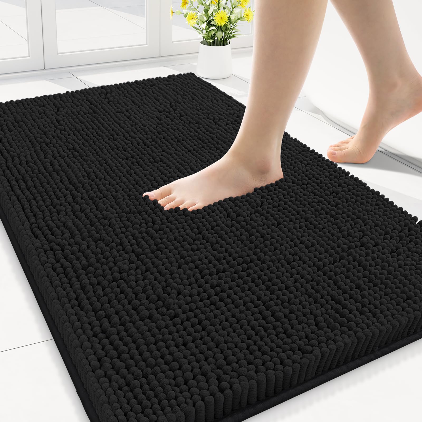 Smiry Bathroom Rugs 30X18, Luxury Chenille Extra Soft Absorbent Bath Mat