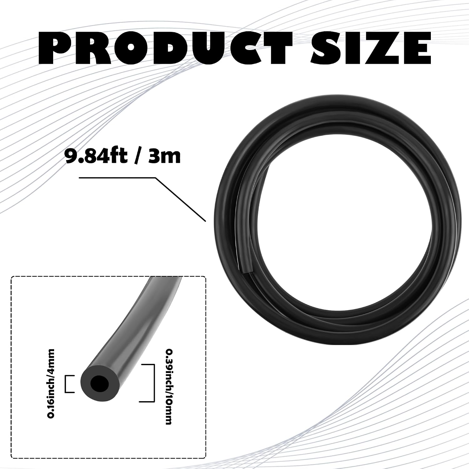 10Ft Vacuum Hose Automotive,ID 5/32 Inch (4mm) Silicone Vacuum Hose for Transporting Air and Water,Universal Vacuum Lines Automotive Accessories for Car Truck SUV