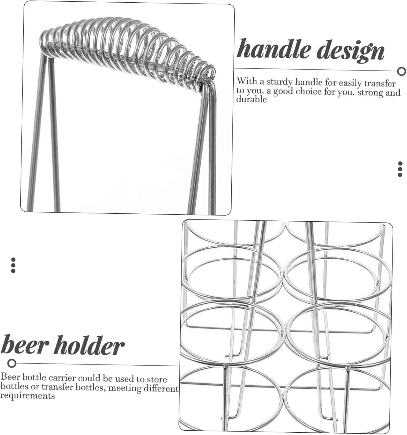 Unomor Metal Beer Bottle Carrier Beer Bottle Storage Basket Handheld Rack Wine Holder BBQ Accessory Bar Supply Ktv Storage Rack