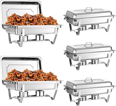 Chafing Dishes for Buffet 5 Pack, 8QT Stainless Steel Food Warmer Kit