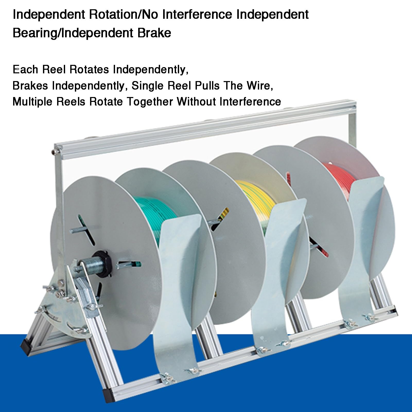 Dispensador de cables portátil, soporte plegable para carrete de alambre para cable eléctrico de 38 PE, resistente para uso industrial y minorista (2 carretes)