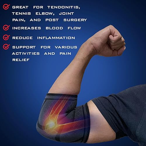 Miniatura 3 de 1 unidad Manga de compresión para codo, cómodo soporte de brazo para alivio del dolor para codo de tenis, tendinitis, artritis, entrenamiento,