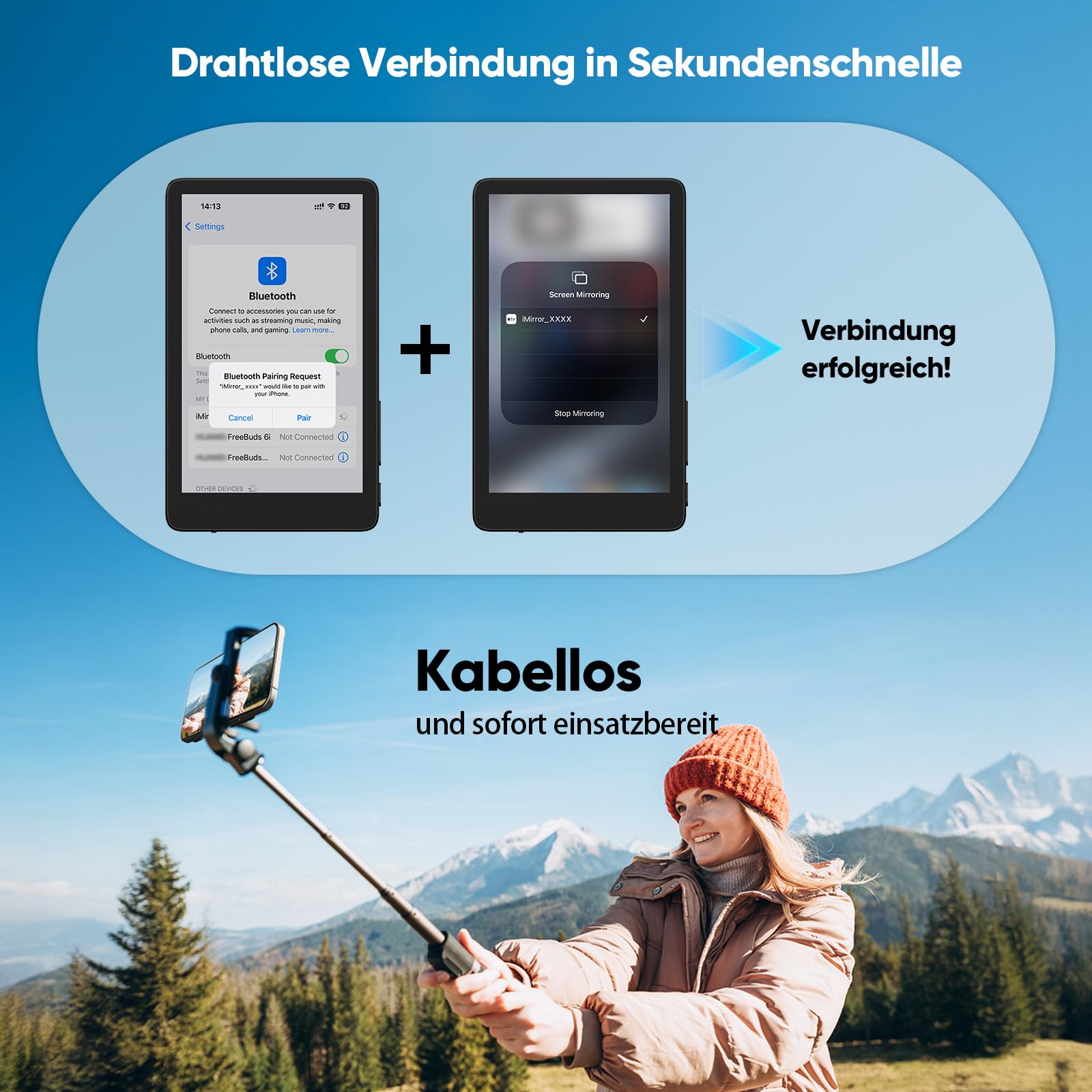 Rottogoon Selfie-Monitor Touchscreen für iPhone 7-17, 4 Zoll 4 K 30 fps, magnetischer Rückkamera-Monitor mit Lautsprecher für Vlog, YouTube, Tiktok, Live-Streaming, Videoaufnahme, Content Creator, P2P