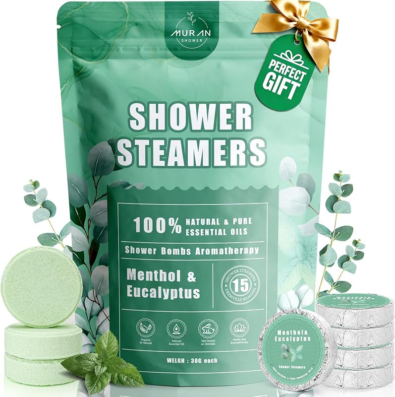 Bombas aromáticas para banho MURAN SHOWER com mentol e eucalipto, Pacote com 15