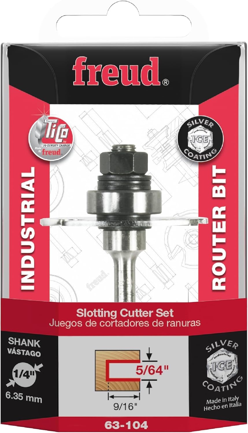 Freud 63-104: 9/16" Depth Slotting Cutter Set with 1/4" shank, 5/64" carbide height