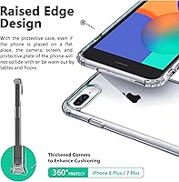 Vista 3 de ONES Funda delgada transparente para iPhone 8 Plus/7 Plus, PC + TPU híbrido, protección contra caídas de grado militar [antiamarillamiento], funda