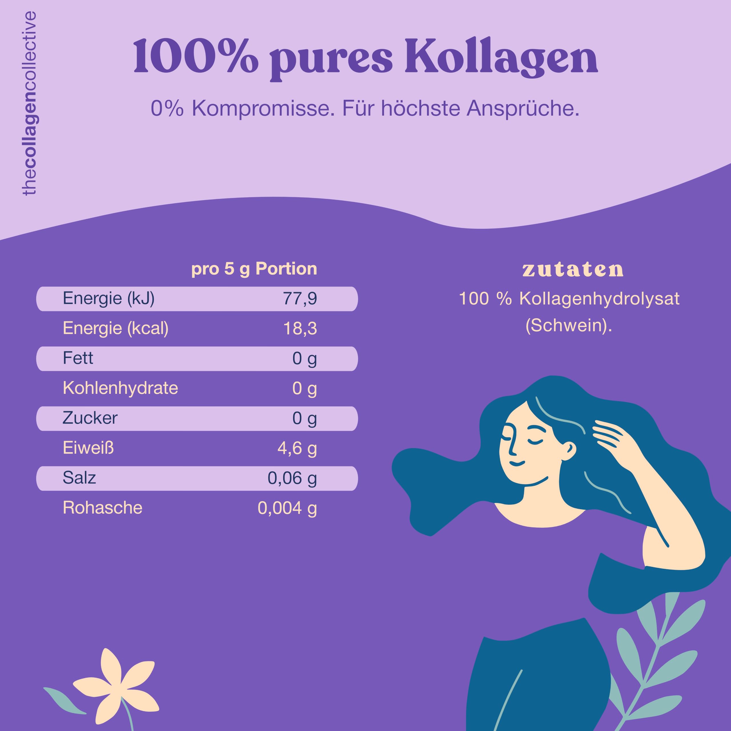 Beauty Kollagen Pulver - Hochdosiert Bioaktives Kollagen Peptide für Haut Haare Nägel Anti-Aging Inner Glow (900 g / 6 Monate)