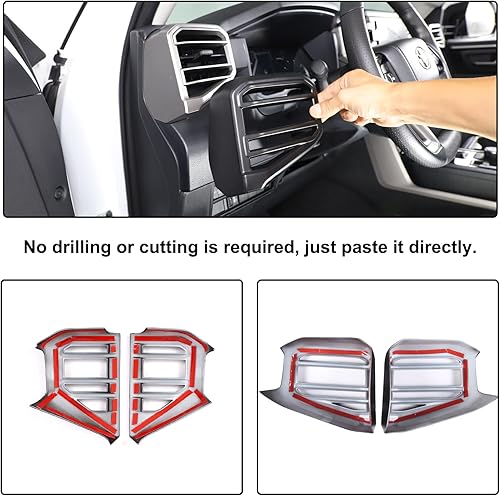 Vista 139 de Cubierta de salida de aire lateral para consola central de automóvil, compatible con Toyota Tundra 2022+ Sequoia 2023+ cubierta de panel de aire