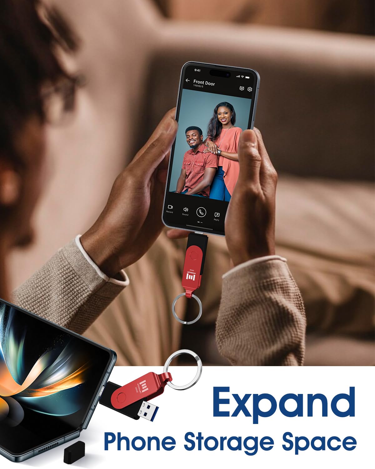 MOSDART ExFAT - Memoria USB 3.1 de 256 GB de velocidad rápida C y una unidad flash dual, con llavero e indicador LED, para iPhone 15 y 16, teléfono Android, iPad, MacBook y otros portátiles, color