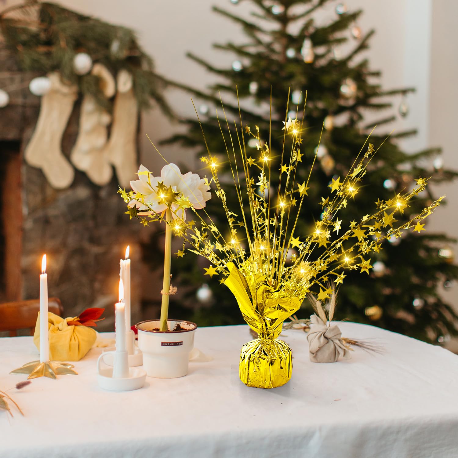 Paquete De 6 Centros De Mesa Con Diseño De Estrella Dorada, image size:1500x1500